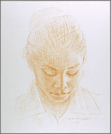 Frontal Study of a Navajo Woman Looking Down