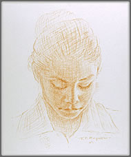 Frontal Study of a Navajo Woman Looking Down